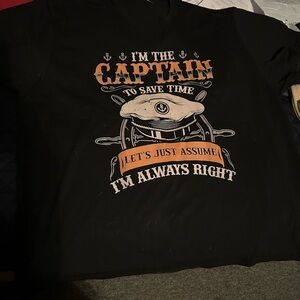 Black Graphic T-Shirt with Nautical Print